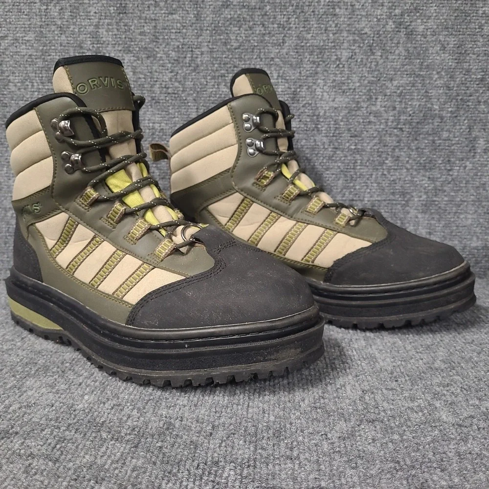 Orvis Encounter Wading Boots Mens US 12 Olive Green Vibram Sole 16FO